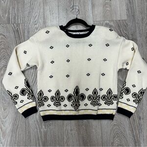 Vintage Cambridge Dry Goods cream fleur-de-lis sweater